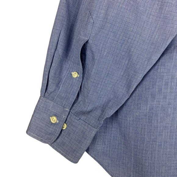 Polo Ralph Lauren Philip Dress Shirt 17.5x34 Blue Plaid Business Career - Picture 4 of 6